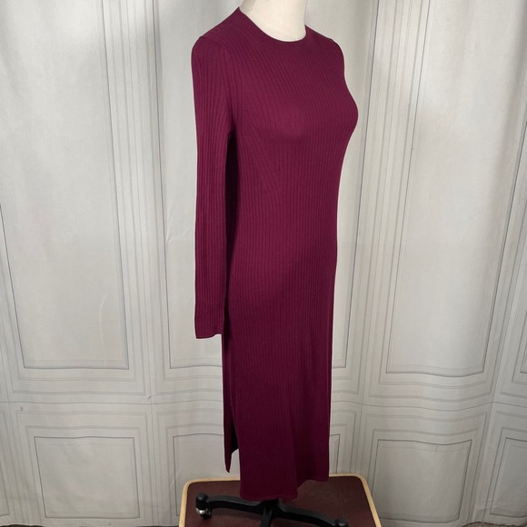 NWT Banana Republic Petite XS Ribbed Knit Midi Dress Burgundy Long Sleeve‎ - Picture 3 of 12